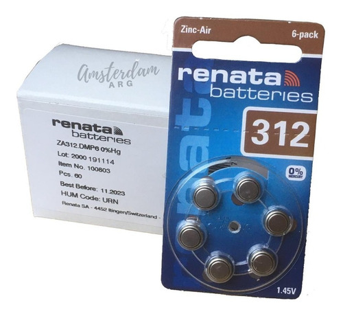 6 X Pilas Audifono Renata 312 ...amsterdamarg