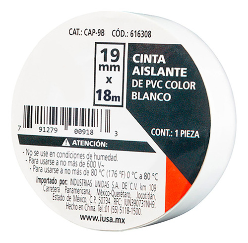 Cinta Aislante 19 Mm X 18 M Blanca