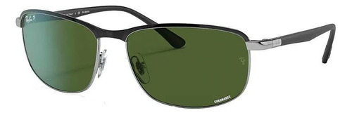 Anteojos de sol polarizados Ray-Ban RB3671CH Chromance Standard con marco de metal color polished black, lente dark green clásica, varilla polished black de metal - RB3671CH