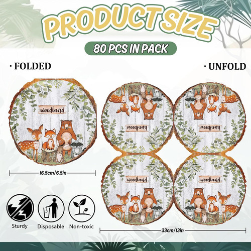 Servilletas De Papel De Bosque, 80 Servilletas Desechables D
