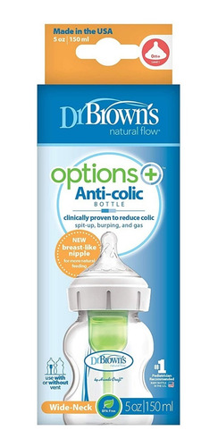 Imagen 2 de 4 de Tetero Dr Browns Options Boca Ancha 5 Oz / 150 Ml Traslucido