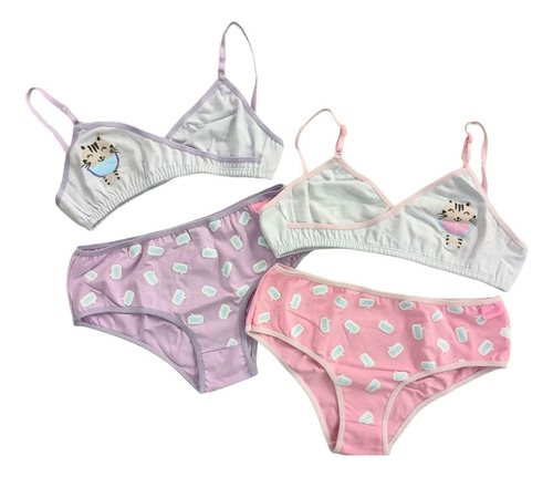 Conjunto Cruzado Y Culotte Gatito Nena Juvenil Marey 523