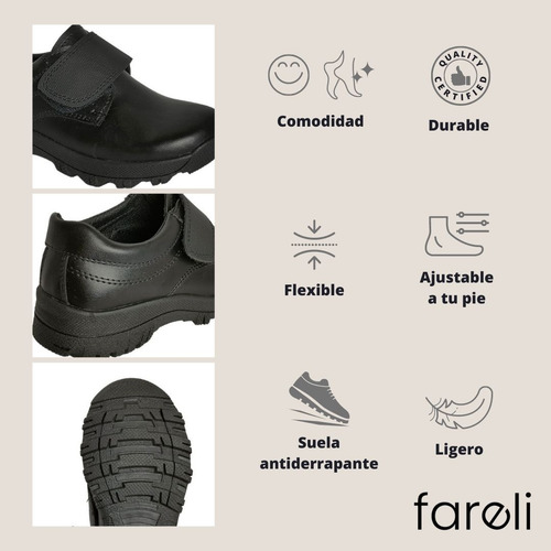 Zapato Escolar Negro Para Niños Terry Colegial Fareli