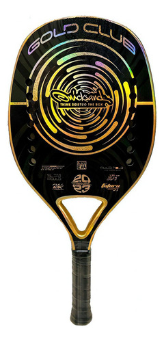 Raquete beach tennis Quicksand Raquete Carbono 12K Beach Tennis Quicksand Gold Club 2023 com capa cor preto e dourado holográfico