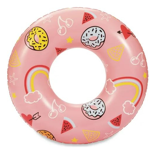 Flotador De Piscina Rosa Con Corazones, Donas, Arco Iris, Sa