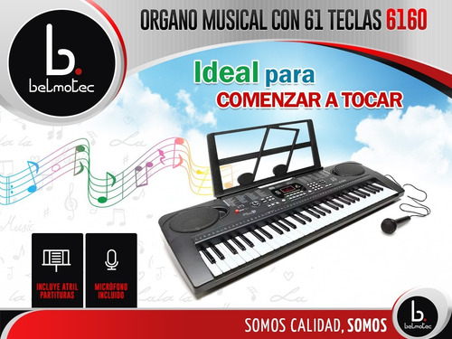 Teclado Musical Organo 61 Teclas Display Lcd Tonos 5 Octavas