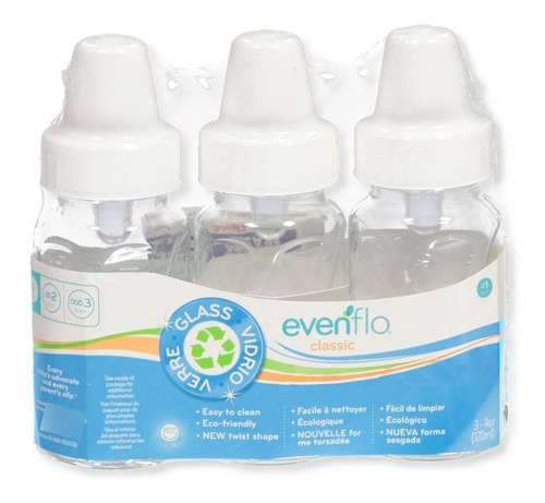 Evenflo 3 pack Classic Botella De Vidrio, 4-ounce