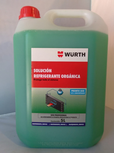 Refrigerante Anticongelante Wurt Organicoal 33% 5l L46