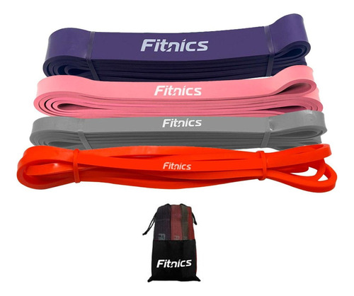 Bandas Elasticas Power Bands Resistencia Fitnics Set 4 Latex