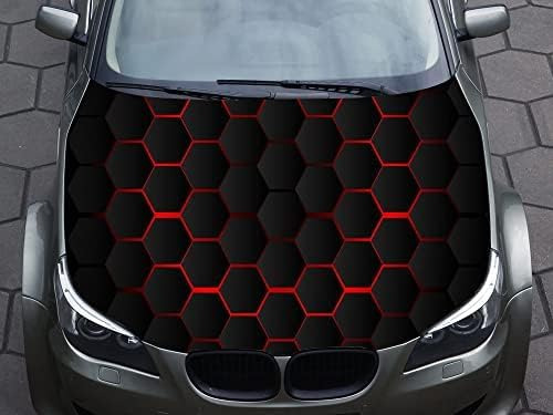 Mosaico Hexagonal Negro Neón Rojo Panal Para Suv, Camioneta,