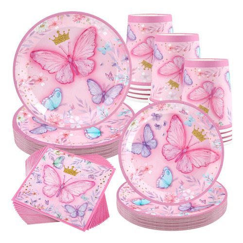 Kit De Vajilla Desechable Con Forma De Mariposa Para Decorac