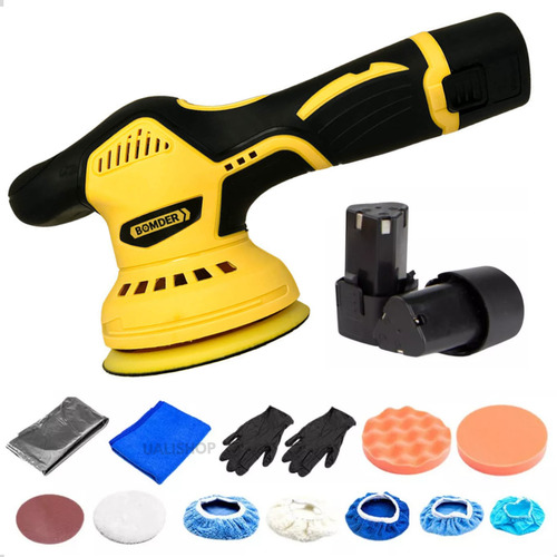 Lixadeira Politriz Sem Fio Profissional Automotiva Bateria Cor Preto/amarelo 127/220v