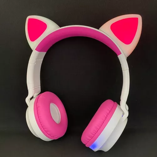 Auriculares Bluetooth para niños, auriculares plegables para niñas sobre la  oreja, auriculares inalámbricos para niños con orejas de gato con luz LED y  micrófono para la escuela/tableta/teléfono móvil