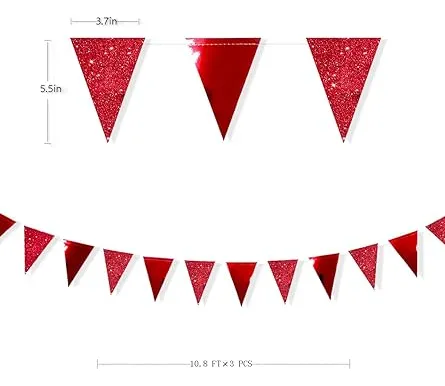 Banderines De Papel Metálico De Doble Cara Con Purpurina