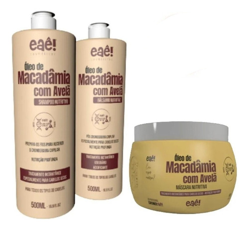 Kit Óleo De Macadâmia Com Avelã 500ml Eae Cosméticos