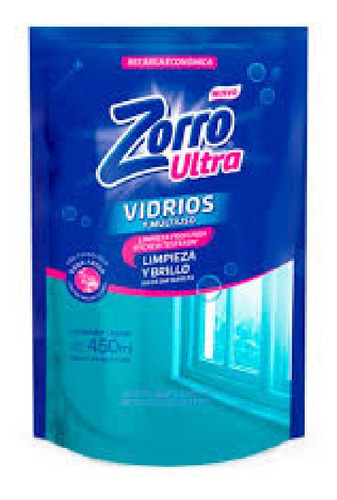 Limpia Vidrio Multiuso Zorro 450 Ml Doy Pack