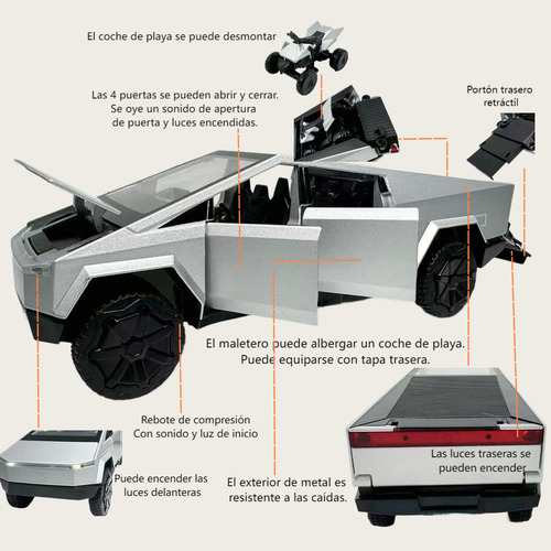 Modelo De Juguete Metal Tesla Cybertruck Rv Carros Coleccion