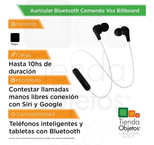 Imagen 2 de 10 de Auricular Bluetooth Microfono Comando Voz Smart Billboard