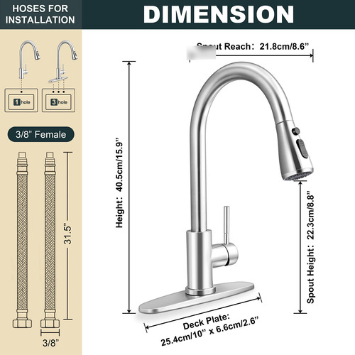 Grifo De Cocina Herogo De Acero Inoxidable Con Rociador Desp