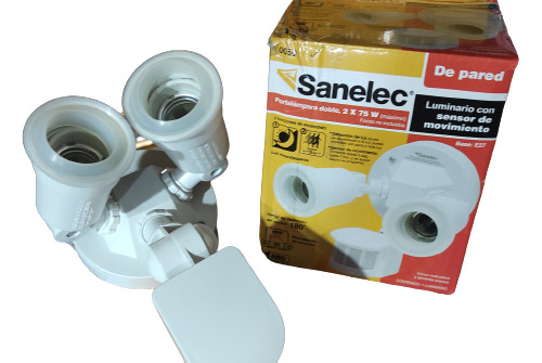 Portalámparas Doble (hasta 75w, Base E27) Sanelec