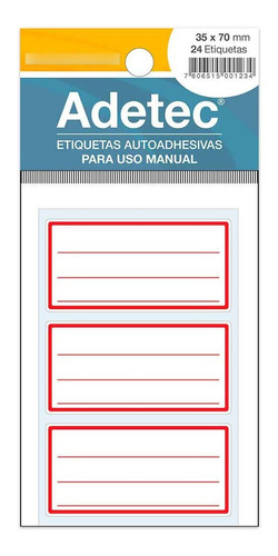 Etiqueta Para Nombre Linea Roja 35x70 Mm 