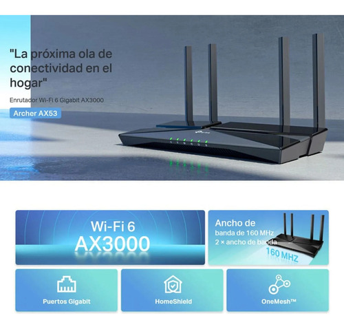 Tp-link - Router Wifi 6 Doble Banda Gigabit Ax3000 3000 Mbps