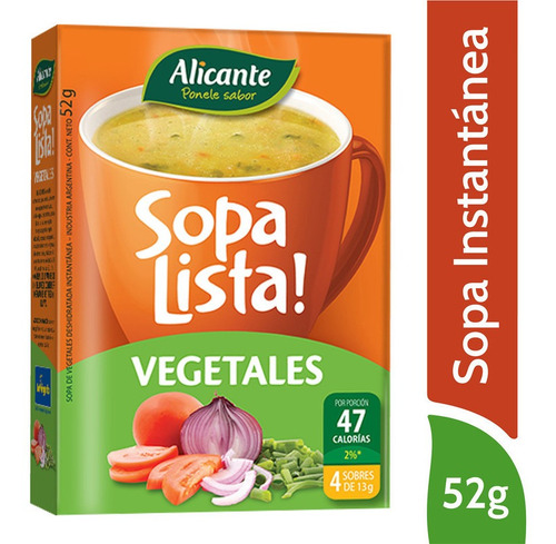 Alicante Sopa Lista Instantanea Vegetales X 4 Sobres