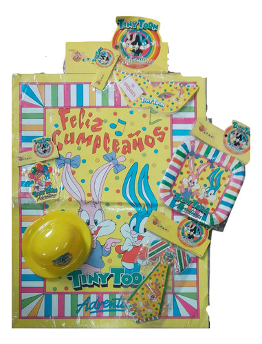 Kit Decoracion Cumpleaños Tiny Tunes Cotillon Retro Vintage