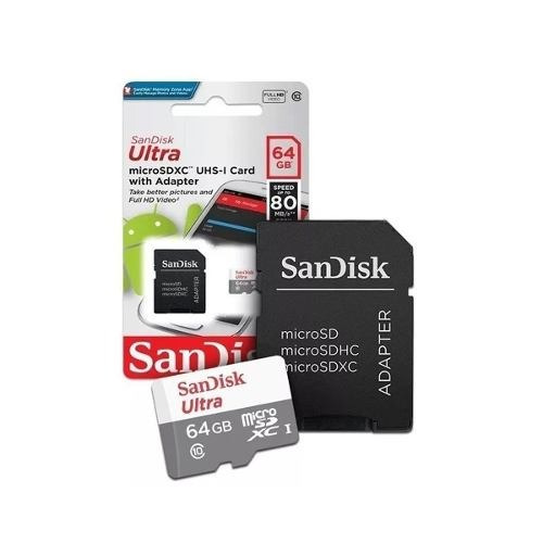 Cartão Micro Sd 64gb Sandisk Classe 10 80mb/s C/ Nota Fiscal