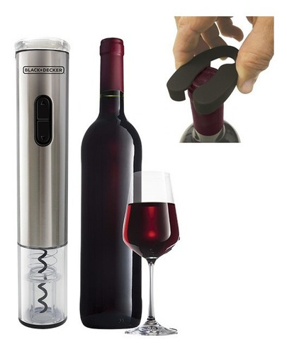 Abridor De Vinhos Elétrico Black Decker Inox +cortador Lacre