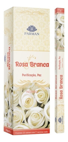 Incenso Parman Rosa Branca Box 25 Caixinhas Com 7 Varetas