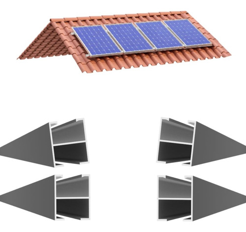 Kit 4 Perfis De Alumínio H 2400mm Para Telhado Pratic Lite -