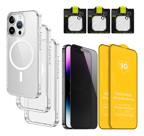 3 Funda Magsafe+ Mica Privacidad +3 Mica Cámara Para iPhone