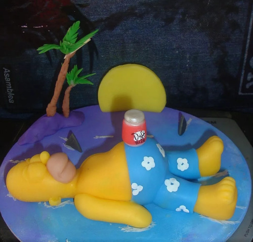 Simpson En Porcelana Fría. Adorno De Torta