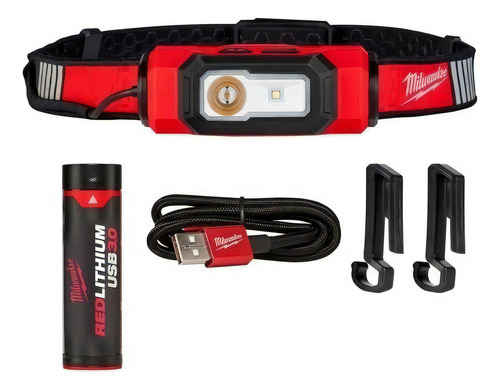 Linterna De Casco Recargable Usb Milwaukee 2116-21 Color De La Luz Rojo