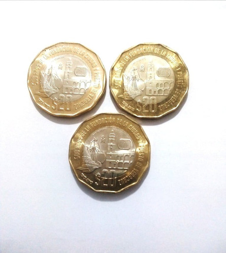 Moneda Exagonal 20 Pesos Conmemorativa Veracruz