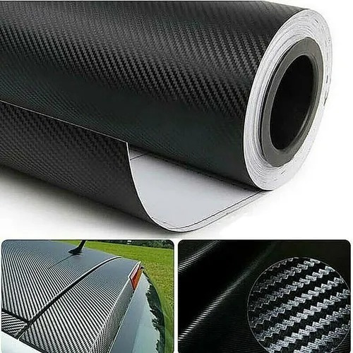 Vinil Automotriz Fibra De Carbono 3d Negro Mate 100cm X 30cm