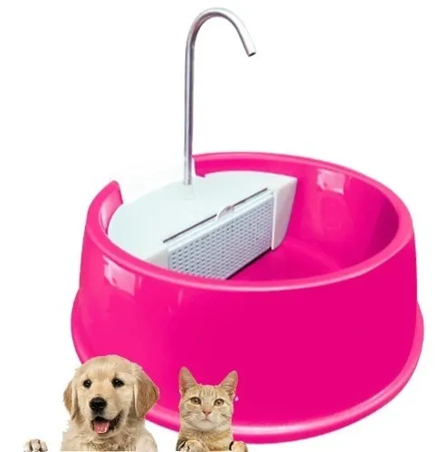 comprar Fonte Bebedouro Gatos Cães Bivolt 1,5l Filtro Joy Elétrico Cor Rosa 110Vu002F220V