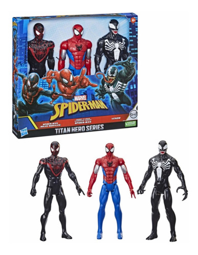 Figuras Spiderman Titan Hero Series Miles, Venom Y Spiderman