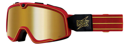 Goggles Motocross 100% Barstow Cartier Mica Dorada Color de la lente Dorado Color del armazón Rojo