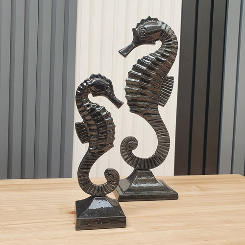 Figura Caballito De Mar Decorativo Negro 29cm Y 19cm