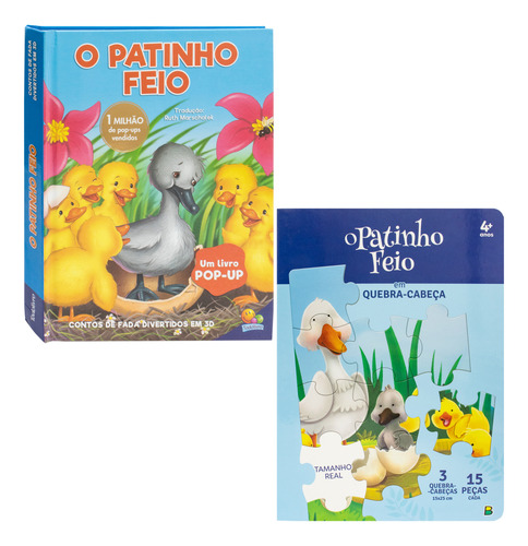 Kit O Patinho Feio Contos De Fada Em 3d + Quebra-cabeças