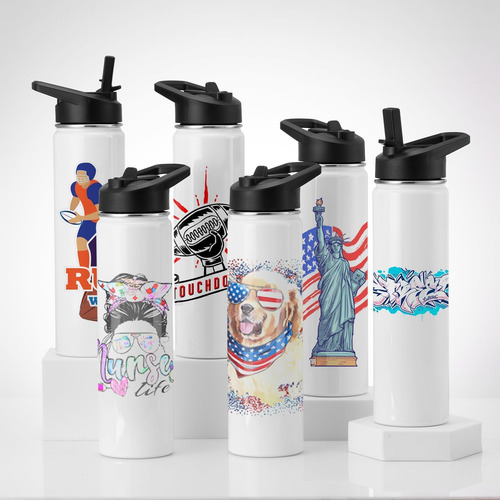 Paquete De 6 Botellas De Agua De Sublimación En Blanco, Bote