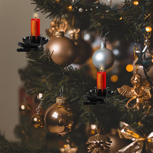 Portavelas Con Clip Para Árbol De Navidad, 20 Unidades Negra