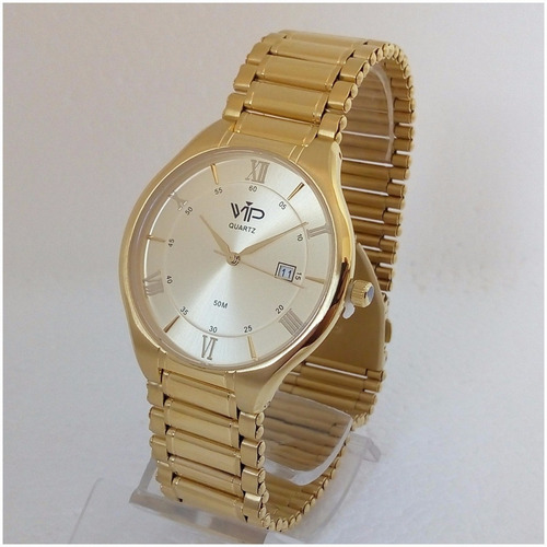 Relógio Vip Mh301 Masculino Banhado A Ouro Original Luxo