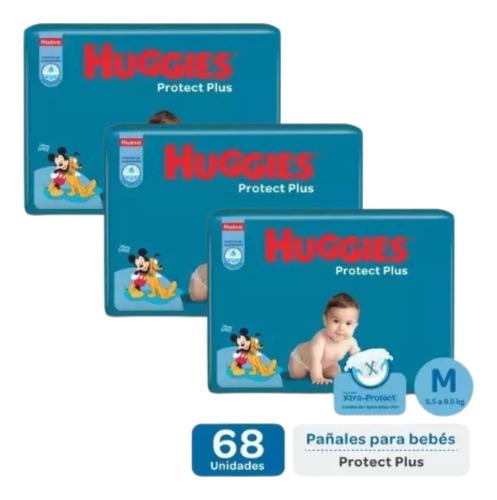 3 Packs Huggies Protect Plus Todos Los Talles