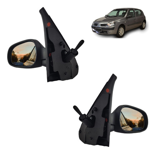 Par Retrovisor Clio Sedan Hatch 2000 2001 A 2012 Renault