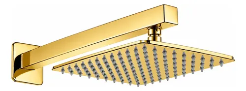 Foto real de Ducha Slim Quadrada 25x25cm Dourado Brilhante