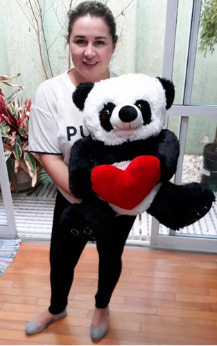 Urso Panda 50 Cm Presente Namorada Pelúcia Coração Amor Love