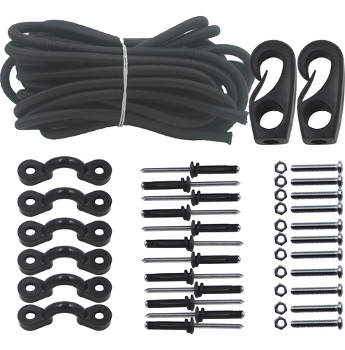 Kit Montaje Para Kayak Bungee (8 Pies) Color Negro Tornillo